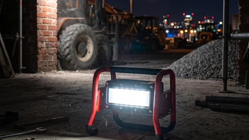 Lámpara de escena portátil iluminando una operación nocturna de rescate